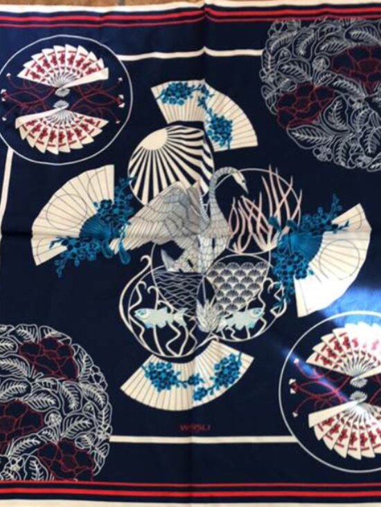 Wensli Accessories - Wensli silk scarf Japanese Fans